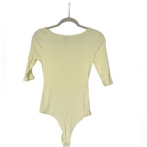 Express half sleeve bright yellow ribbed body suit Size M